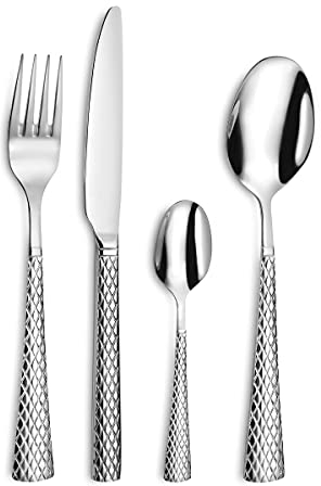 AMEFA - Ménagère 24 couverts de table pour 6 personnes - Quadrille - Acier inoxydable 18/0, Finition Brillante
