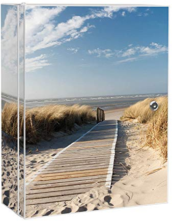 banjado Medizinschrank abschliessbar mit Motiv Dünen 35x46x15cm - großer Arzneischrank für die Hausapotheke - Medikamentenschrank aus Metall zur Medikamenten Aufbewahrung