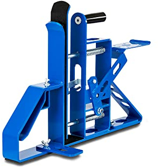 AUCO A002P Hands Free Solid Steel Door Clamp, Door Installation Stand, Professional Door Jig, Door & Timber Panel Vice Clamp with Foot-Operated Door Lifter for Carpenters Blue
