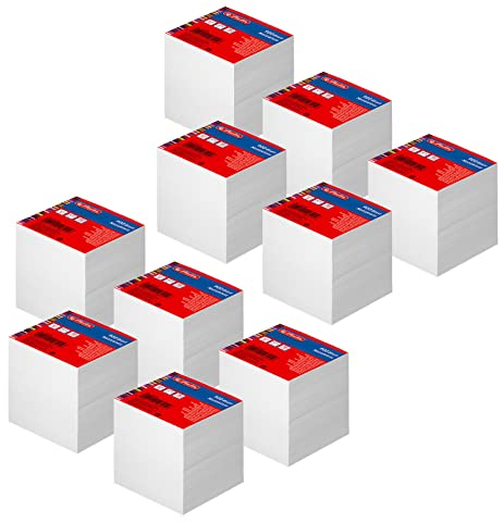 Herlitz Notizklötze geleimt 9x9x9 cm Weiß Blanko Notizzettel 900 Blatt