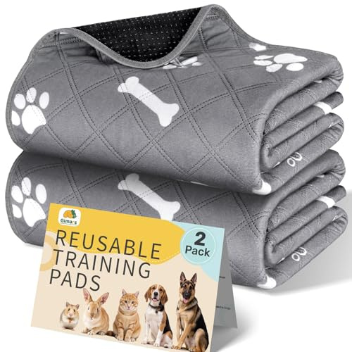 Gimars 2 Pezzi 【100×70 cm】Tappetini Lavabili per Cani, Tappetino per Addestramento Riutilizzabile, Assorbente, Antiscivolo e A Prova di Perdite, Ideale per Gatti, Cani, Conigli e Porcellini d'India