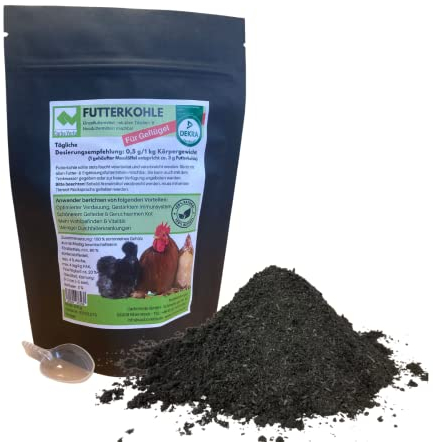 Carbo Verte Futterkohle für Geflügel, Hühner, Enten, Gänse: Natürliche Unterstütrzung für eine intakte Magen-Dam-Funktion, Vorbeugung und Hilfe bei Durchfall, 200 g