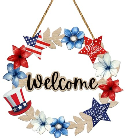 4th of July Decorations Patriotic Decorations Patriotic Wreath Welcome Sign