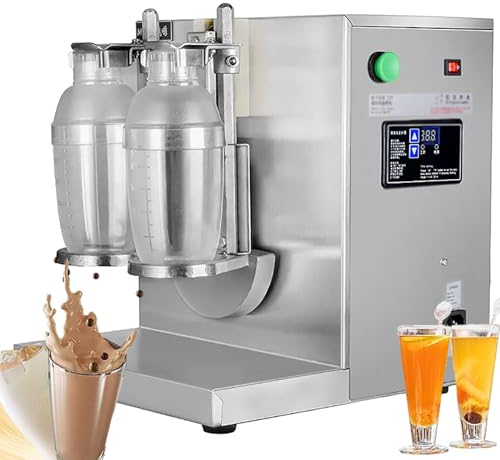 Milkshake Machine, Automatic Milk Tea Shaker Machine, 360° Electric Double Head, 0-120 Seconds Adjustable, Height Adjustable, For 350ml-1000ml Bubble Tea, Juice, Coffee, Milk, Wine, Cocktail.