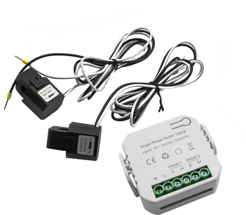 Kavolet Smart Meter intelligenter bidirektionaler WiFi Energiemonitor KWh Stromverbrauchsmonitor mit 2 Stück 80 A CT-Stromwandlerklemmen, Sensoren, Echtzeit-App und Sprachassistent, Fernbedienung