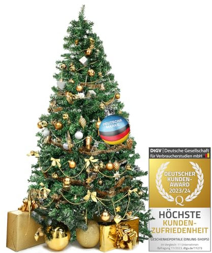 Premium Künstlicher Weihnachtsbaum; Naturgetreuer PVC Tannenbaum mit 1200 Baum-Spitzen; mit Christbaum-Ständer & Schnellaufbau Klappsystem; sehr dichten Zweigen (Classic - 120 cm)