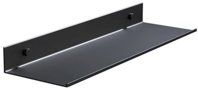 Denxahao Wandregal Metall Schweberegal Schwarz Wand Schwimmende Duschablage ohne Bohren Regale Bad Regal Wand Schmales Hängeregal für Badezimmer Wohnzimmer Küche Schlafzimmer Büro (Länge-50cm)
