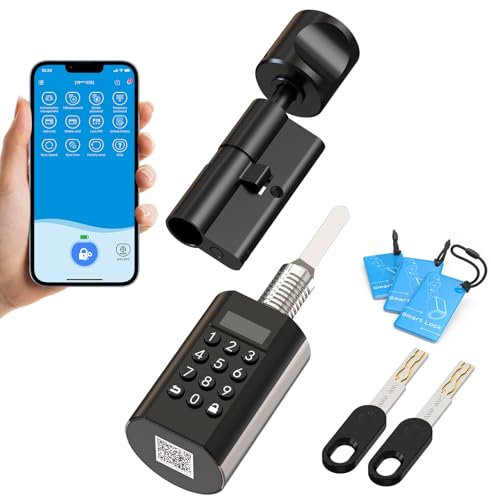 WELOCK PCB74 Serrure a Code avec Carte RFID,APP et WiFi,Serrure Connectée,Serrure électronique IP65,Cylindre Connecté 30×30,Installation Facile Smart Lock,Vérouillage de Porte Intelligente