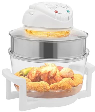 Turbo Air Fryer, 17L 1400W 360° Viewable Airy Fryer with Expansion Ring, Halogen Oven Air Fryer for Kitchens, Restaurants, Food Stalls