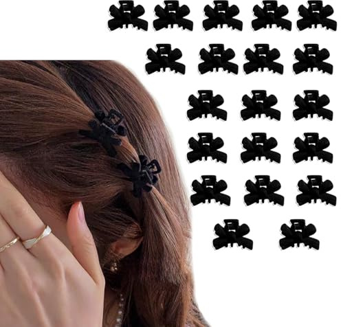 UCLEVER 20 Pcs Mini Hair Clips, Small bow Claw Hair Clips Non-slip Hair Catch for women Girls (Black)