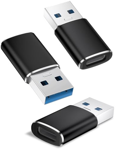 Mugust Adaptador USB 3.0 a USB C 3 Pack,USB C Hembra a USB Macho Convertidor Adaptador para iPhone 16 15 Pro MAX,CarPlay,AirPods,iPad,MacBook,Samsung Galaxy S24 S25 Ultra(Negro)