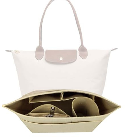HABNI Organizador Bolso Premium Para Longchamp, Organizador De Bolsas L De Fieltro, Color Beige, 1 Unidad