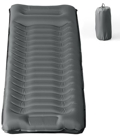 RUMBALUXY Colchón Hinchable de Camping con Almohada, Esterilla Autoinflable, Colchoneta de Dormir para Camp, Viajes, Gris 190 x 68 x 14 cm