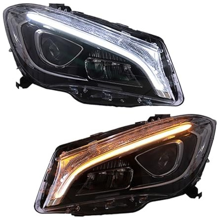 Faros delanteros de coche Compatible con Mercedes-Benz W117 CLA 180 200 220 250 260 2014-2019 Conjunto de faros delanteros con señal de giro DRL mejorados(Halogen)