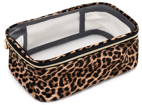 Makeup Bag for Women, Travel Makeup Bag Waterproof Transparent Cosmetic Bag Portable Organizer for Toiletries Skincare Makeup, Ideal for Travel, Business Trips, Gym & Daily Use