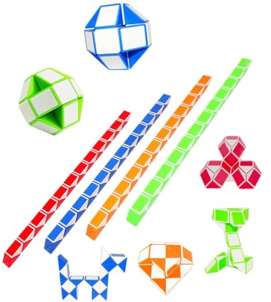 DAFNE 10PCS Serpent Magique, Magic Snake avec 24 Blocs, Casse-tête Twisty Jeu, Jeux de Puzzles 3D Fidget Cube Serpent Magique Cadeau Anniversaire pour Enfants et Adultes