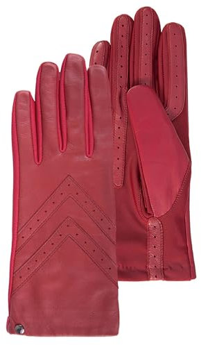 Isotoner Gants Cuir Doublés Soie Tactiles Pour Smartphone 85125 - Rouge - Taille unique