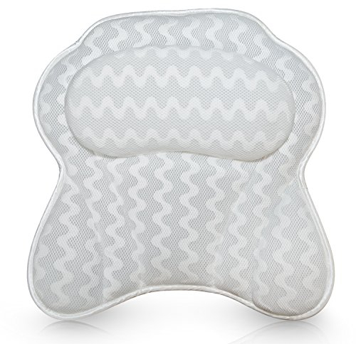 Bath Haven Cojín de bañera ergonómico para Cuello, Cabeza y Hombros Escape de Lujo Chevron Gris