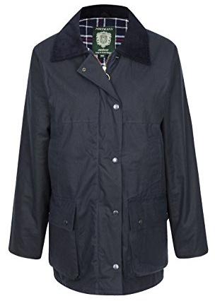 Portmann Womens Ladies Premium Quality Padded Wax Jacket Made in UK (L, Navy Blue)