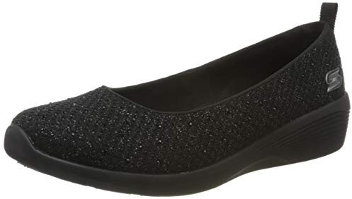 Skechers Women's Arya Sweet Glitz Slip On Trainers, Black Black Metallic Knit Black Gunmetal Trim Bbk, 4 UK