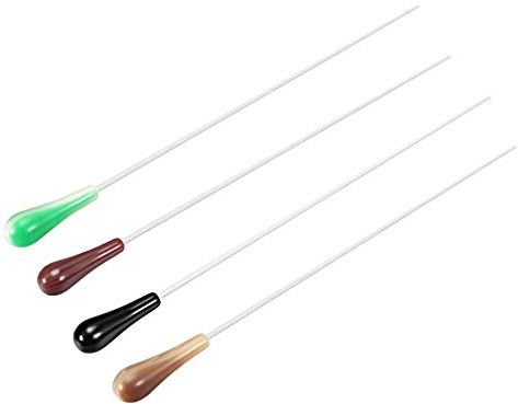 sourcing map Music Conductor Baton 39cm/15.35inch Length Brown Red Black Green Resin Handle Music Conducting Baton 4pcs