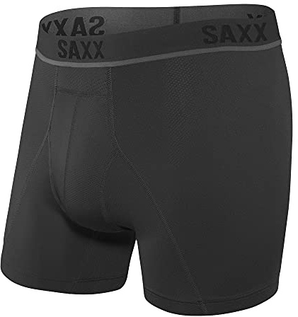SSAXX Men's Underwear - KINETIC Light-Compression Mesh Boxer Briefs with Built-in Pouch Support – Semi-Compression Underwear for Men, Blackout, XX-Large