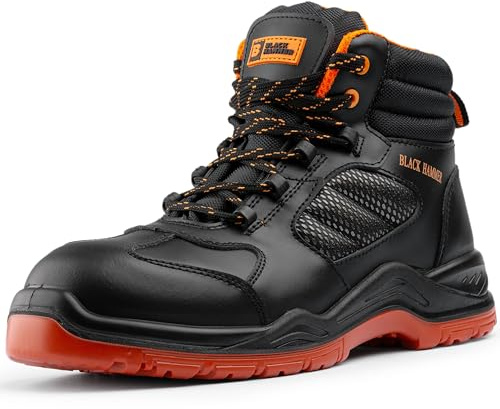 BLACK HAMMER Botas de Seguridad sin Metal Puntera Compuesta Botas de Trabajo para Hombre Resistentes y Cómodas Zapatos de Trabajo y Seguridad Ideales para Construcción y Industria 8844 (39 EU)