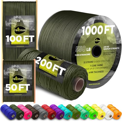 TECEUM Paracord Rope Type III 550 – Tactical MIL-SPEC – Outdoor para Cord