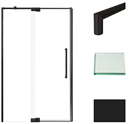Transolid IPD487610C-T-MB Irene 44-48 in. W x 76 in. H Pivot Shower Door in Matte Black with Clear Glass