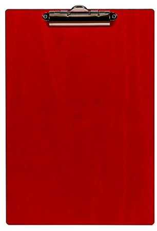 Bütic Holz Klemmbrett Standardform Clipboard A4 aus 3 mm Birkensperrholz und mit widerstandsfähigem Klarlack versiegelt, Farbe:Rot