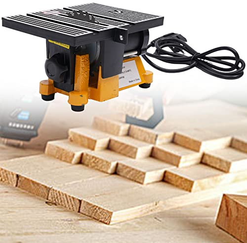 Sierra circular de mesa, motor de 220 V 90 W CC, sierra de mesa profesional, profundidad de corte 1,6 cm, velocidad 4500 rpm, con 3 hojas de sierra de 4 pulgadas de diámetro, para industria, industria