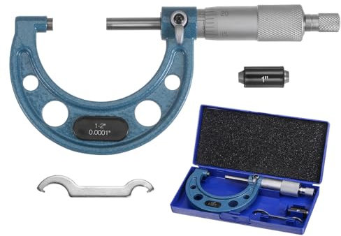 sourcing map Outside Micrometer 1-2 Measuring Tool 0.0001 Graduation Set