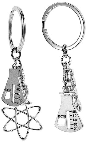 TINEASUR Porte-clés Chimie Adn et Microscope Décoratif, Lot de 2 Pièces, Plastique Robuste, Symbole Scientifique, Présent Fin D’études Enseignants et Étudiants, Accessoire Style Aléatoire
