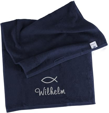 Striefchen® Besticktes Handtuch für Jungen und Mädchen zur Taufe/Kommunion/Konfirmation (Blau, 70 cm x 140 cm (B/H))