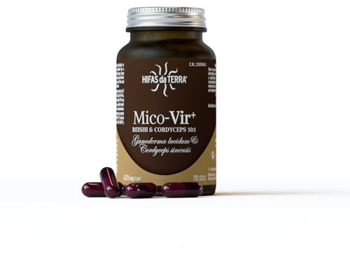 HIFAS DA TERRA - Mico-Vir+ Extractos Puros de Reishi y Cordyceps con Vitamina C - Refuerzo inmunitario natural, energía y recuperación - Extracto de Hongos - Bote 70 Cápsulas