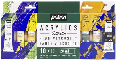 PEBEO Pébéo Studio Acrylic Paint Set, Complementary Colours, 10 x 20 ml + Brush