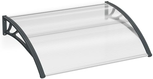 YRHome Auvent pour porte d'entrée en polycarbonate transparent résistant aux intempéries 5 mm Auvent pour protection solaire et protection contre la pluie en extérieur, 150 x 100 cm