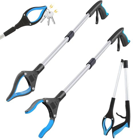 Idota 2 pinze per anziani, con braccio magnetico, 83 cm, pieghevoli, telescopiche, testa girevole a 360°, per la raccolta dei rifiuti