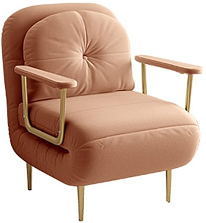 Poltrona Letto Singolo con Materasso Poltrone Letto Singolo con Braccioli Schienale Regolabile in 6 Posizioni Divano Reclinabile per Soggiorno, Camera da Letto(Orange,190 * 68 * 30cm)