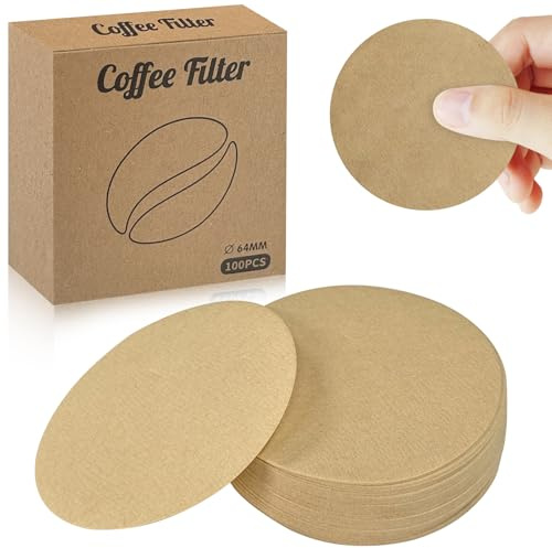 Wosyoodo 600 Pcs Papel de Filtro de Café 64 mm, Redondos Filtros Desechables, Sin Blanquear Natural, Compatible con Aeropress Cafeteras Espresso