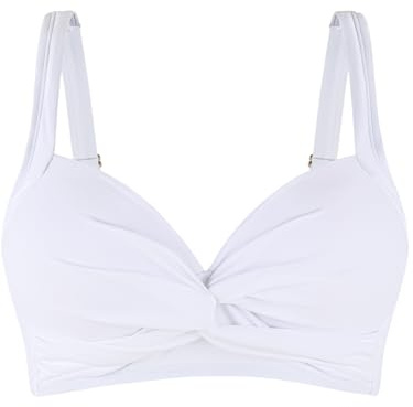 Ocean Blues Women's White Molded Bikini Top Supportive Swimsuit Top Without Wire Size Large