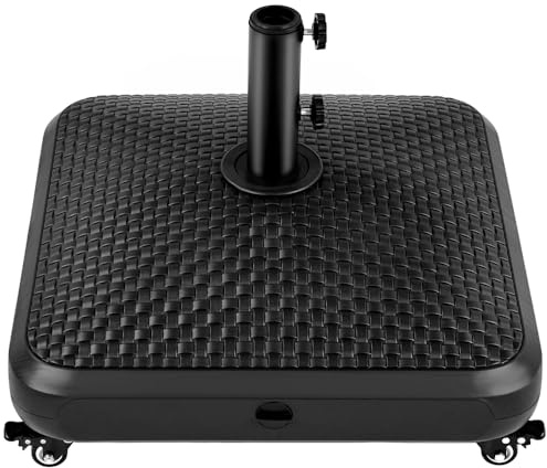 Yaheetech Pied de Parasol Carré à roulettes 37 L Remplissable d'eau Extérieur Base de Lestage pour Mât de 38 mm/48 mm Ø Patio Jardin Terrasse Piscine Restaurant Motif Racines