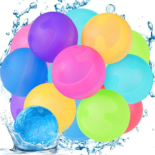 Bombe a Eau réutilisables, 12 Pièces Bombes à Eau à Fermeture Automatique | Ballons à Eau en Silicone Remplissage Rapide, Ballons d'eau Pour l'été Extérieur, Parc Aquatique, Piscine, Fête de Plage