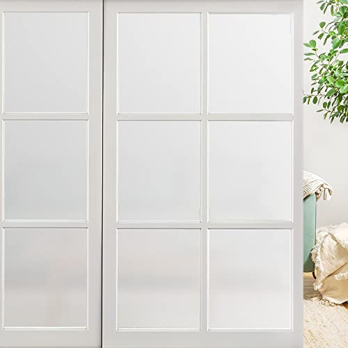 LEMON CLOUD Window Privacy Film Frosted,Non Adhesive Opaque Bathroom Door Window Film,Static Cling Stickers Privacy Day and Night,Vinyl Glass Coverings for Home Office(17.5 x 78.7 Inch, Pure White)
