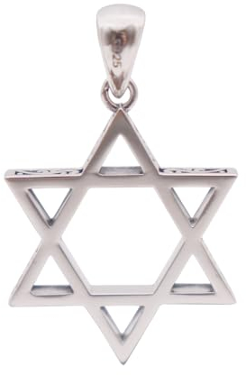 ForFox Vintage Echt 925 Sterling Silber Hexagramm Davidstern Anhänger für Herren Damen