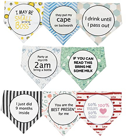 Loiieru 8 Pack Baby Bibs Gift Set, Unique Baby Shower Gifts for Girls and Boys, Soft Cotton Toddler Drool Bibs with Snaps, Super Absorbent Baby Bandana Bibs for Infant Newborn Gifts Unisex 0-36 Months