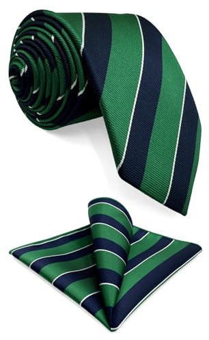 Shlax&Wing Rayures Cravate pour homme Bleu Vert Soie Soie Formelle, M