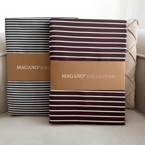 MAGANO® Luxus Spannbettlaken 200x200 Streifen Beige/Braun | Bambus & Baumwolle Satin | 400 TC Premiumqualität | Hypoallergen & Thermoregulierend | Spannbetttuch Bettlaken 200x200 cm | Taupe