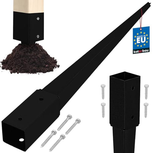 KOTARBAU® Soporte para postes para clavar, 61 x 61 x 750 mm, acero galvanizado con recubrimiento en polvo, manguito de impacto para suelo, valla de jardín, estaca, anclaje de suelo, manguito para
