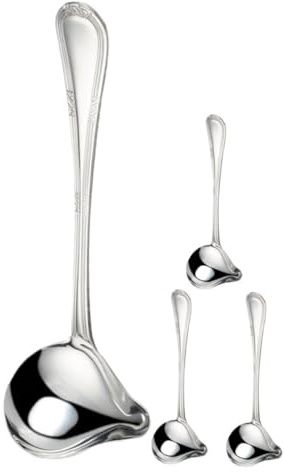 Ciieeo 4 piezas Cucharas para Salsa Inoxidable Set Mango Cucharón de Resistente la Corrosión para Cocina y Restaurantes Diseño de Preciso para Servir Fácil y Rápido